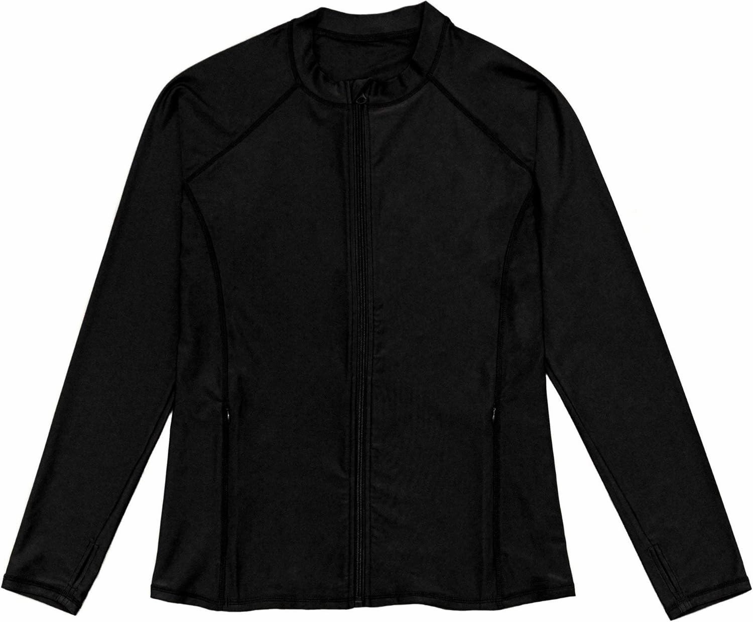 SwimZip Women's Long Sleeve Rash Guard with Pockets & UPF 50  Sun Protection