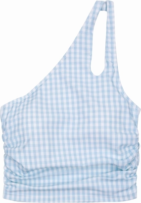 SwimZip Women's One Shoulder Crop Bikini Swim Top - UPF 50  Sun Protection