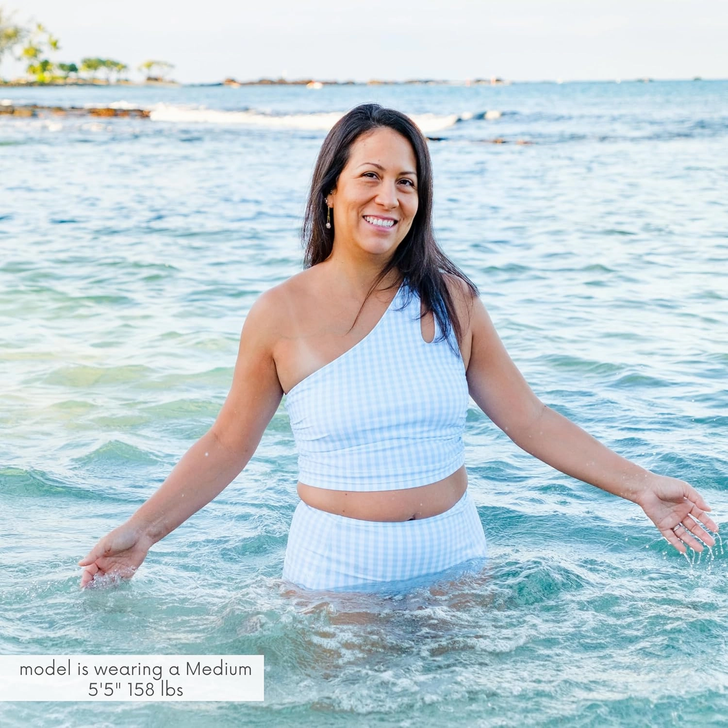 SwimZip Women's One Shoulder Crop Bikini Swim Top - UPF 50  Sun Protection