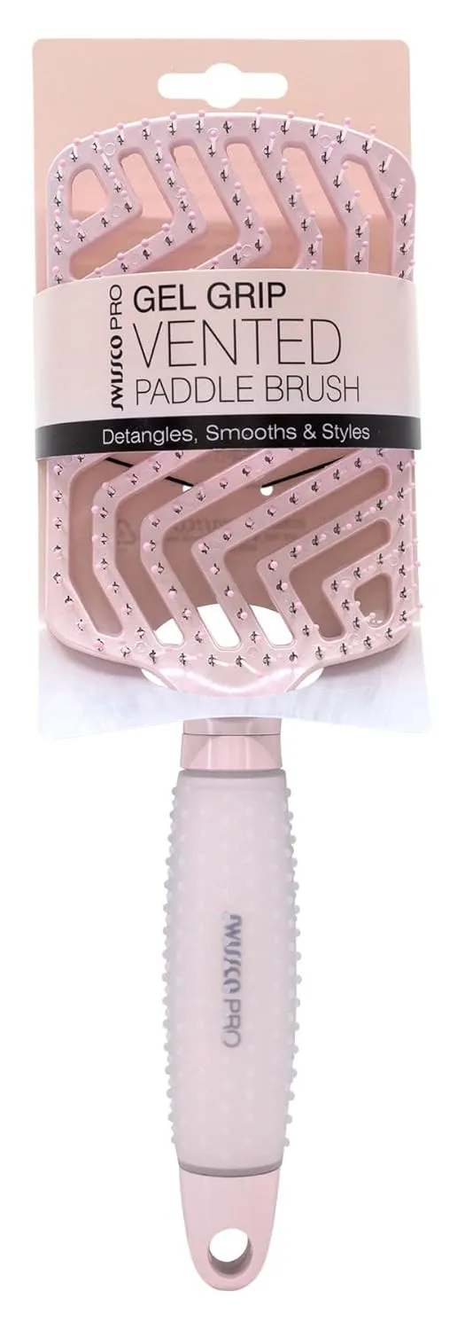 Swissco Pro Gel Grip Vented Hair Brush Gloss (Ballet Pink Gloss)