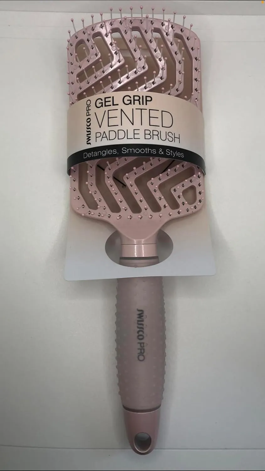 Swissco Pro Gel Grip Vented Hair Brush Gloss (Ballet Pink Gloss)