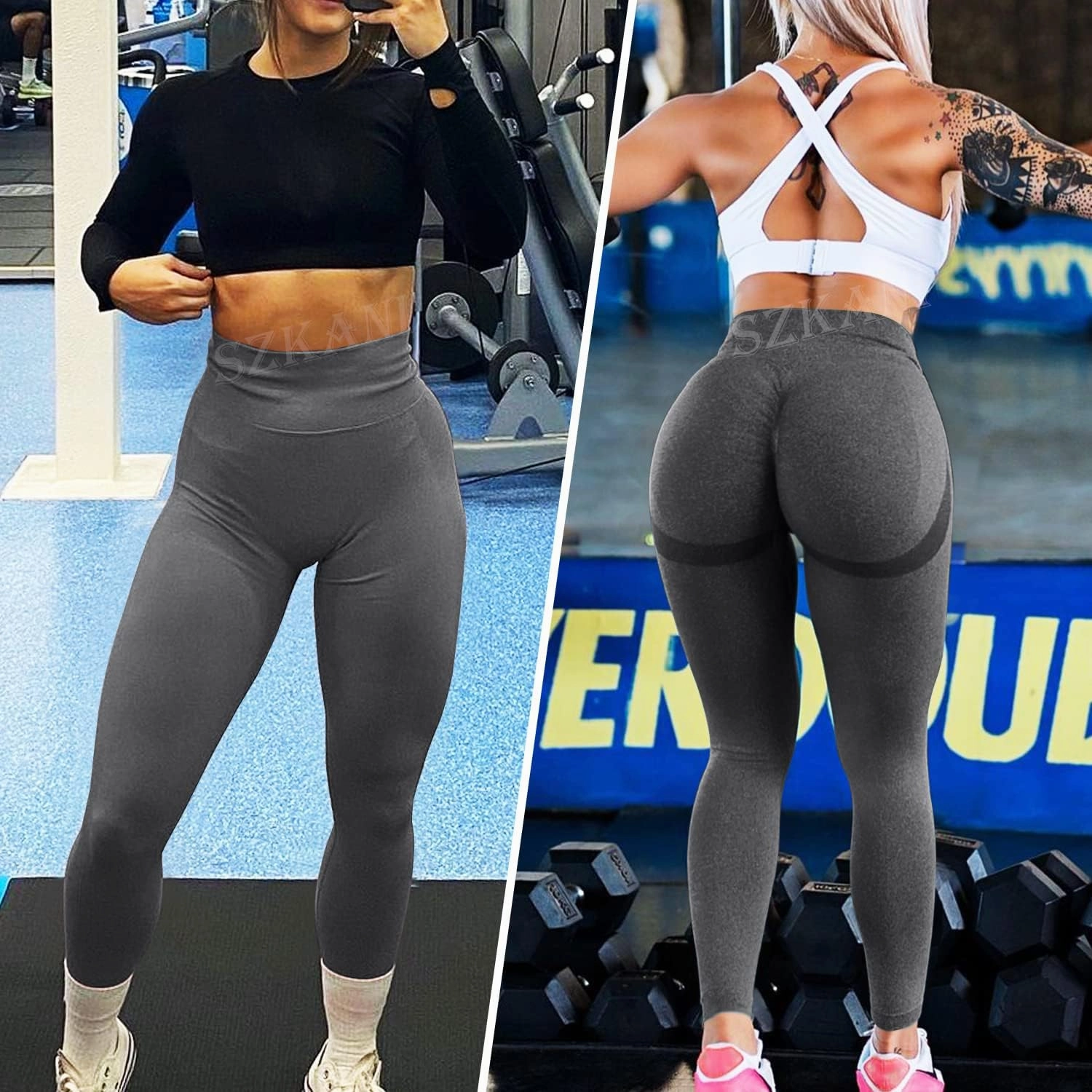 SZKANI Butt Lifting Leggings for Women Booty High Waisted Workout Yoga Pants Scrunch Butt Gym Seamless Booty Tight