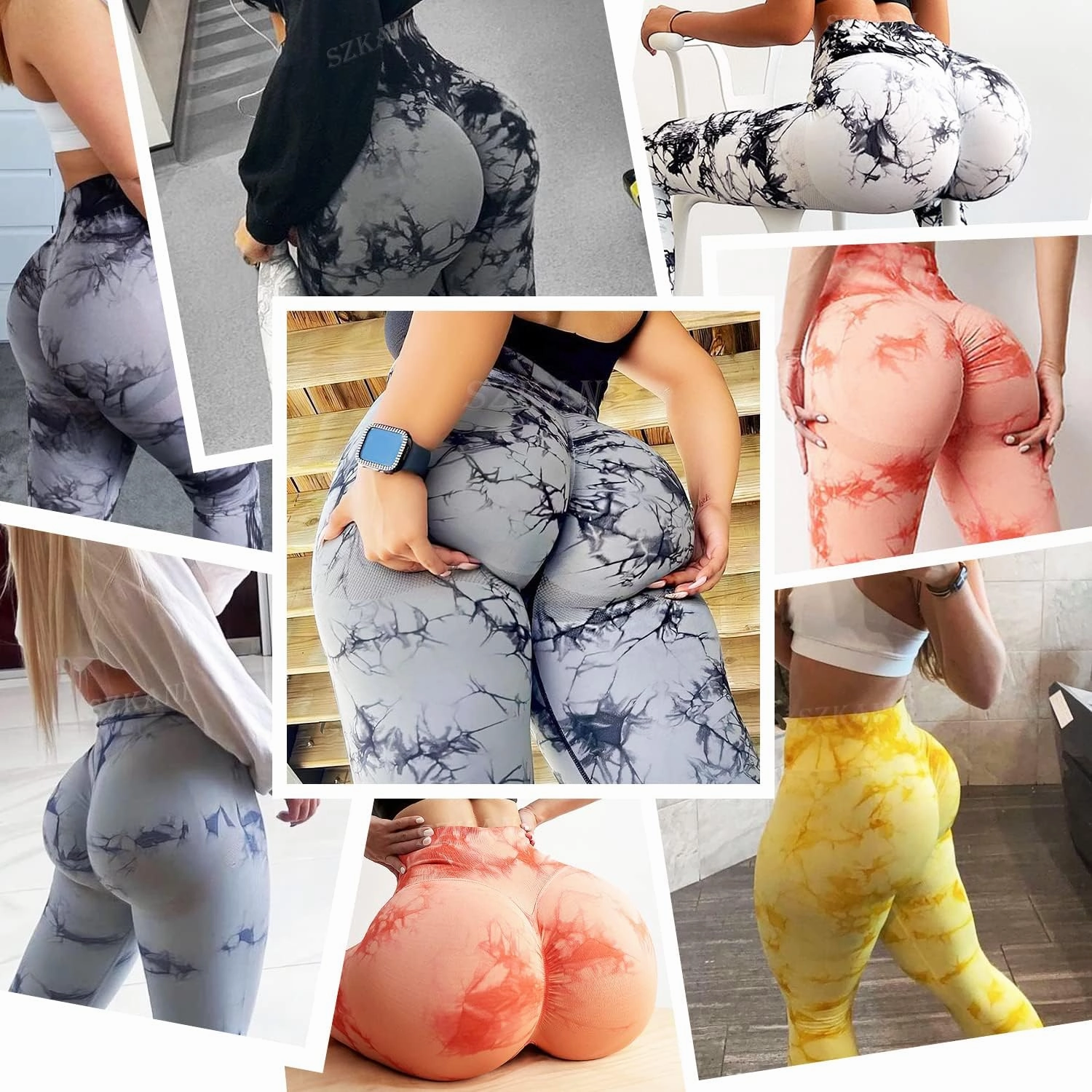 SZKANI Butt Lifting Leggings for Women Booty High Waisted Workout Yoga Pants Scrunch Butt Gym Seamless Booty Tight
