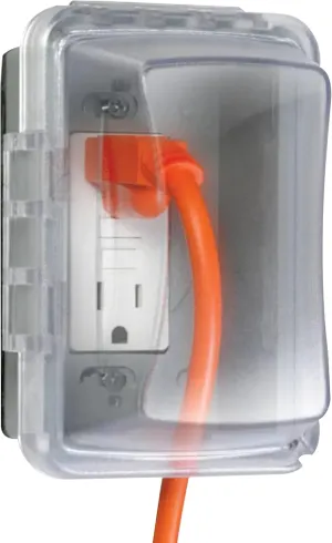 TayMac MM510C Single-Gang Horizontal/Vertical Weatherproof Receptacle Cover, 3.75 Inches Deep, Clear