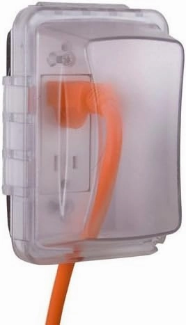 TayMac MM410CW Weatherproof Nonmetallic Standard Depth In-Use Device Cover with 16-in-1 Configurations and Clear Cover, White Base