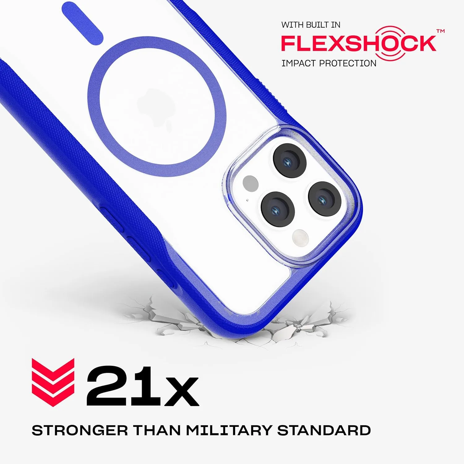 Tech21 EvoPro for iPhone 16 Pro Max Compatible with MagSafe - Impact Protection Case 21x Military Standard Tested - in Clear/Blue