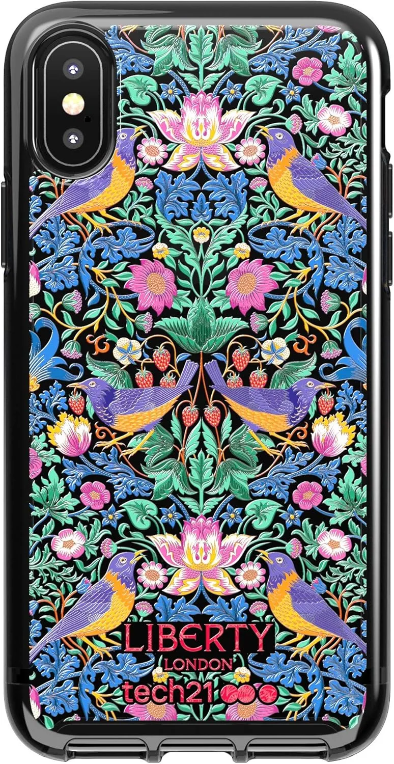 tech21 Pure Design for Apple iPhone X and XS Liberty London Phone Case with 10 ft. Drop Protection, Strawberry Thief (T21-7032)