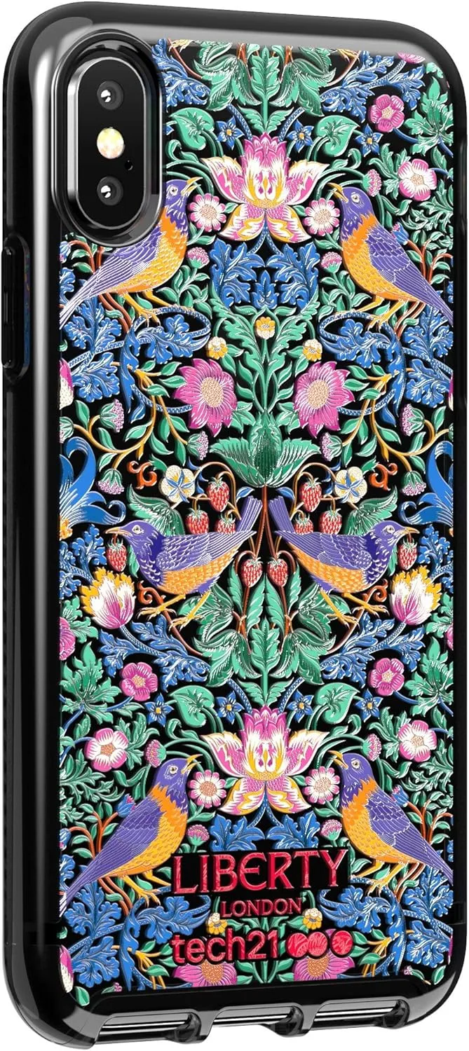 tech21 Pure Design for Apple iPhone X and XS Liberty London Phone Case with 10 ft. Drop Protection, Strawberry Thief (T21-7032)