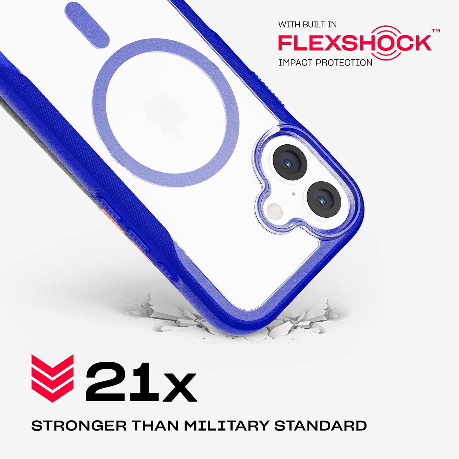 Tech21 EvoPro for iPhone 16 Compatible with MagSafe - Impact Protection Case 21x Military Standard Tested - in Clear/Blue