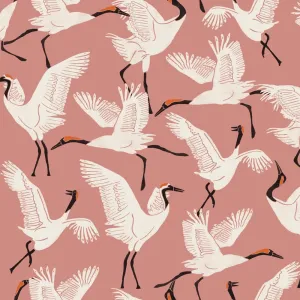 Tempaper x Novogratz Pink Family of Cranes Removable Peel and Stick Wallpaper, 20.5 in X 16.5 ft, Made in The USA