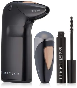 Temptu Air Modern Glam Holiday Set: At-Home Air Brush Makeup with Additional Pod and Mascara, Long-Wear, Buildable Foundation, Various Shades