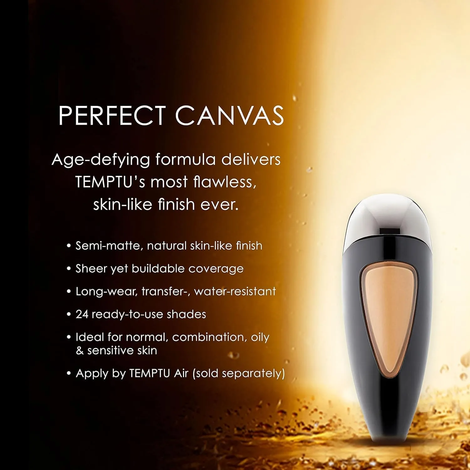 TEMPTU Perfect Canvas Airbrush Foundation Airpod: Anti-Aging Long-Wear Makeup, Buildable Coverage Semi-Matte, Natural Finish