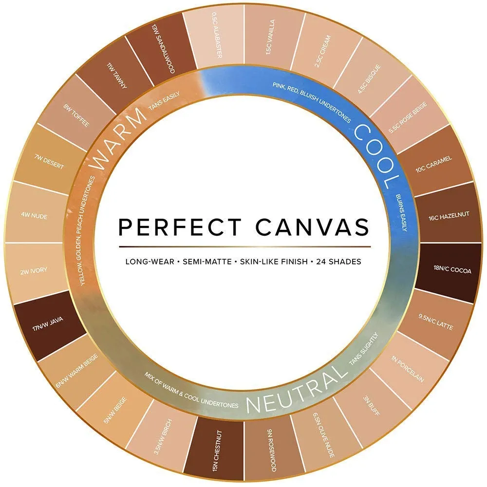 TEMPTU Perfect Canvas Airbrush Foundation: Anti-Aging, Long-Wear Makeup, Buildable Coverage For Hydrated And Healthy Skin Semi Matte, Natural Finish 24 Shades