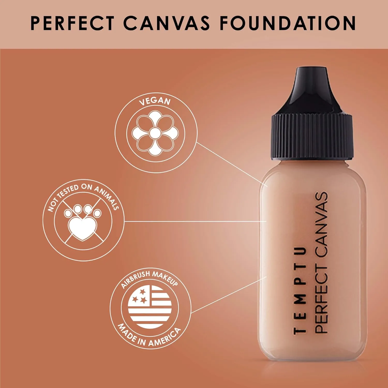 TEMPTU Perfect Canvas Airbrush Foundation: Anti-Aging, Long-Wear Makeup, Buildable Coverage For Hydrated And Healthy Skin Semi Matte, Natural Finish 24 Shades