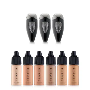 TEMPTU Perfect Canvas Hydra Lock Airbrush Foundation Starter Set, Fair/Light & Airpod Pro 3-Pack Cartridge Bundle