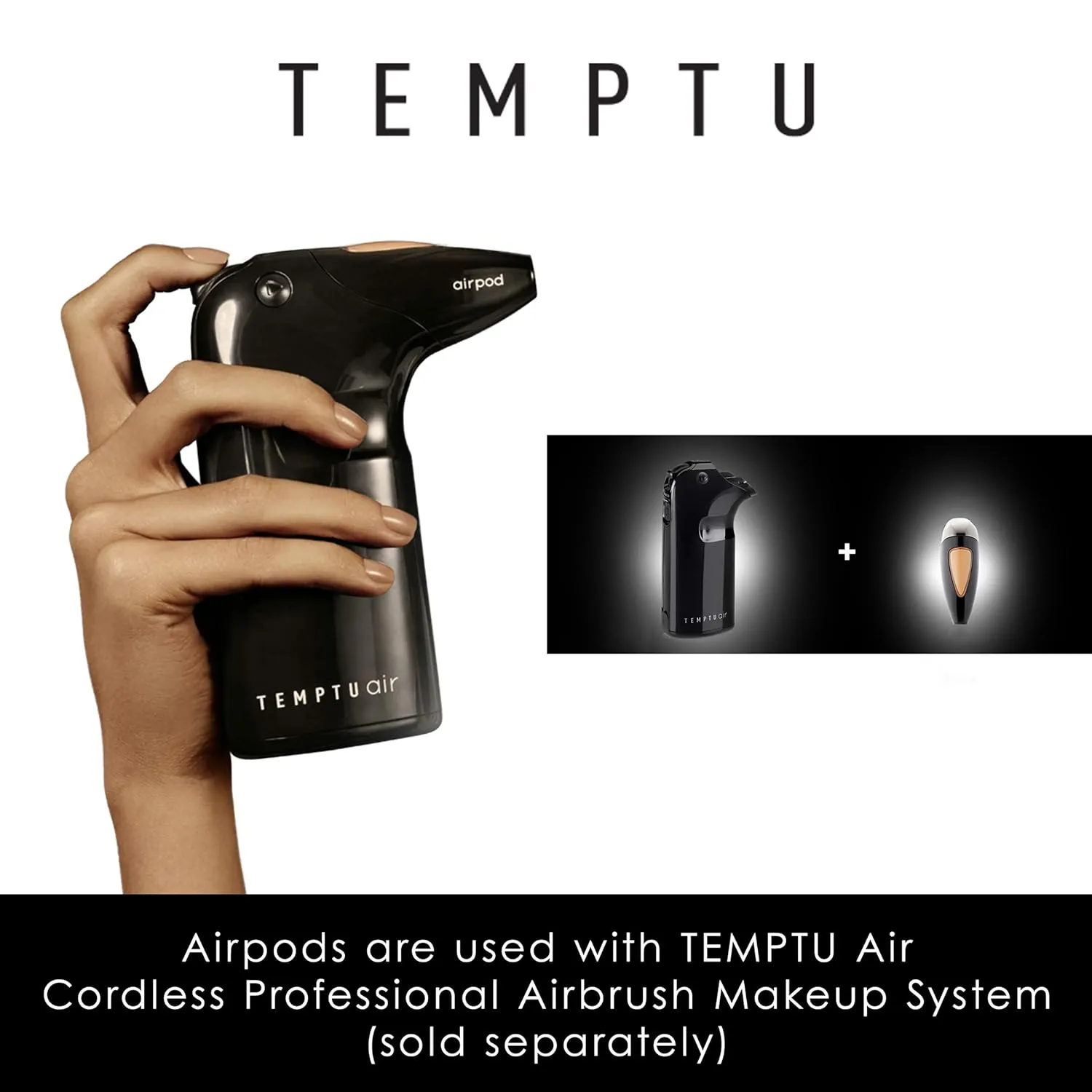 TEMPTU SilkSphere Airbrush Foundation Airpod: Long-Lasting Makeup, Medium to Full Coverage | 4-In-1 Formula Foundation, Primer, Concealer & Corrector | Dewy, Soft-Focus Finish | 18 Shades