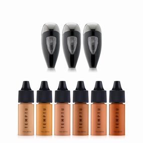 TEMPTU Perfect Canvas Hydra Lock Airbrush Foundation Starter Set, Medium/Tan & Airpod Pro 3-Pack Cartridge Bundle