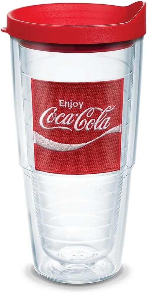 Tervis Coca-Cola-Coke Enjoy Insulated Tumbler with Emblem and Red Lid, 24oz, Clear