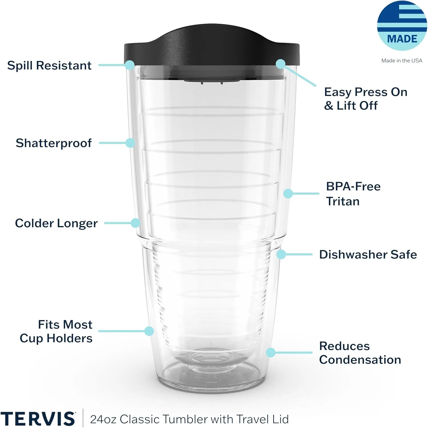 Tervis Coca-Cola-Coke Enjoy Insulated Tumbler with Emblem and Red Lid, 24oz, Clear