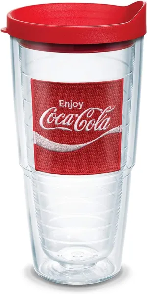 Tervis Coca-Cola-Coke Enjoy Insulated Tumbler with Emblem and Red Lid, 24oz, Clear