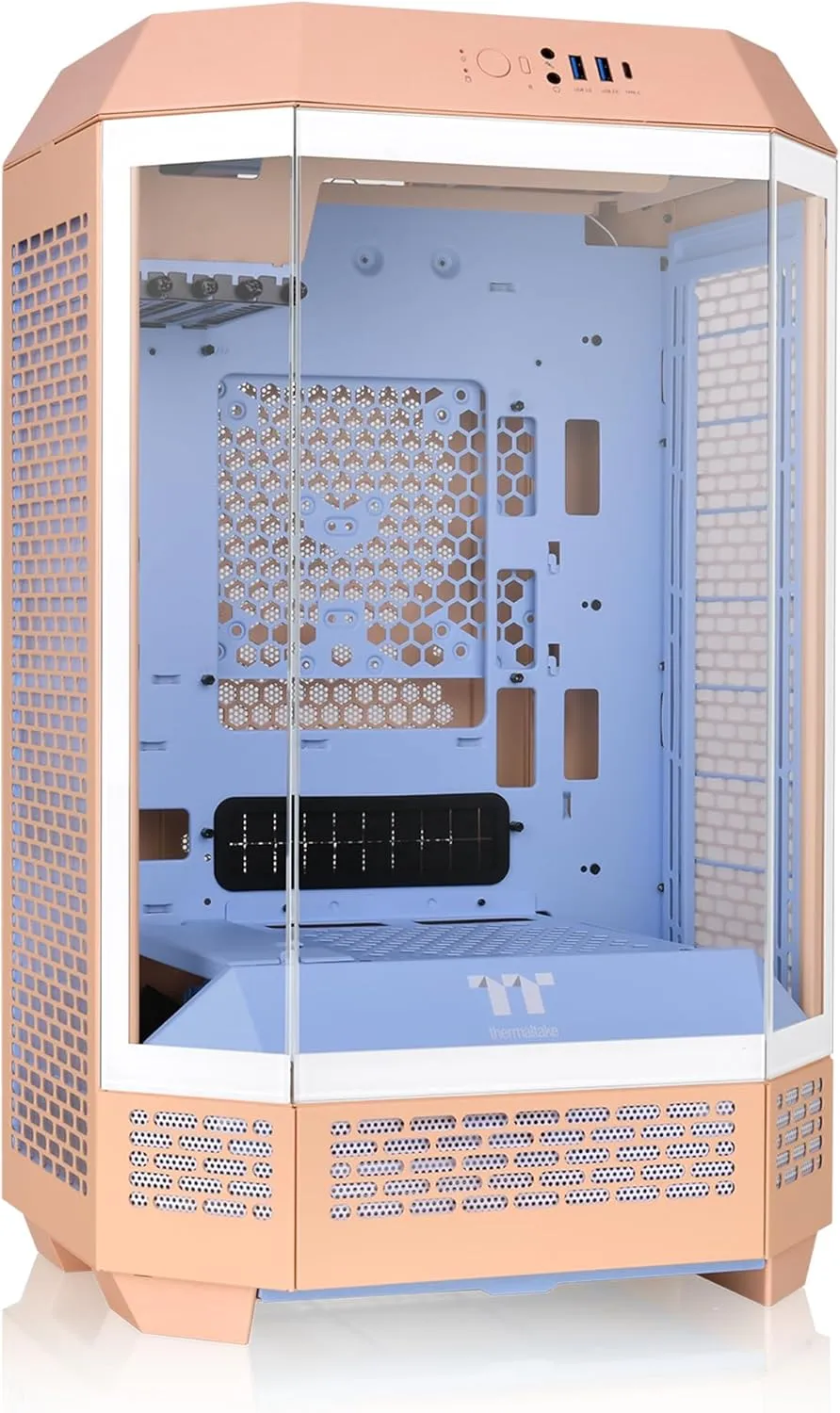 Thermaltake Tower 300 Summer Edition Peach Fuzz Micro-ATX Case; 2x140mm CT Fan Included; Supports Up to 420mm Radiator; Horizontal Display Capable; CA-1Y4-00SKWN-00; 3 Year Warranty