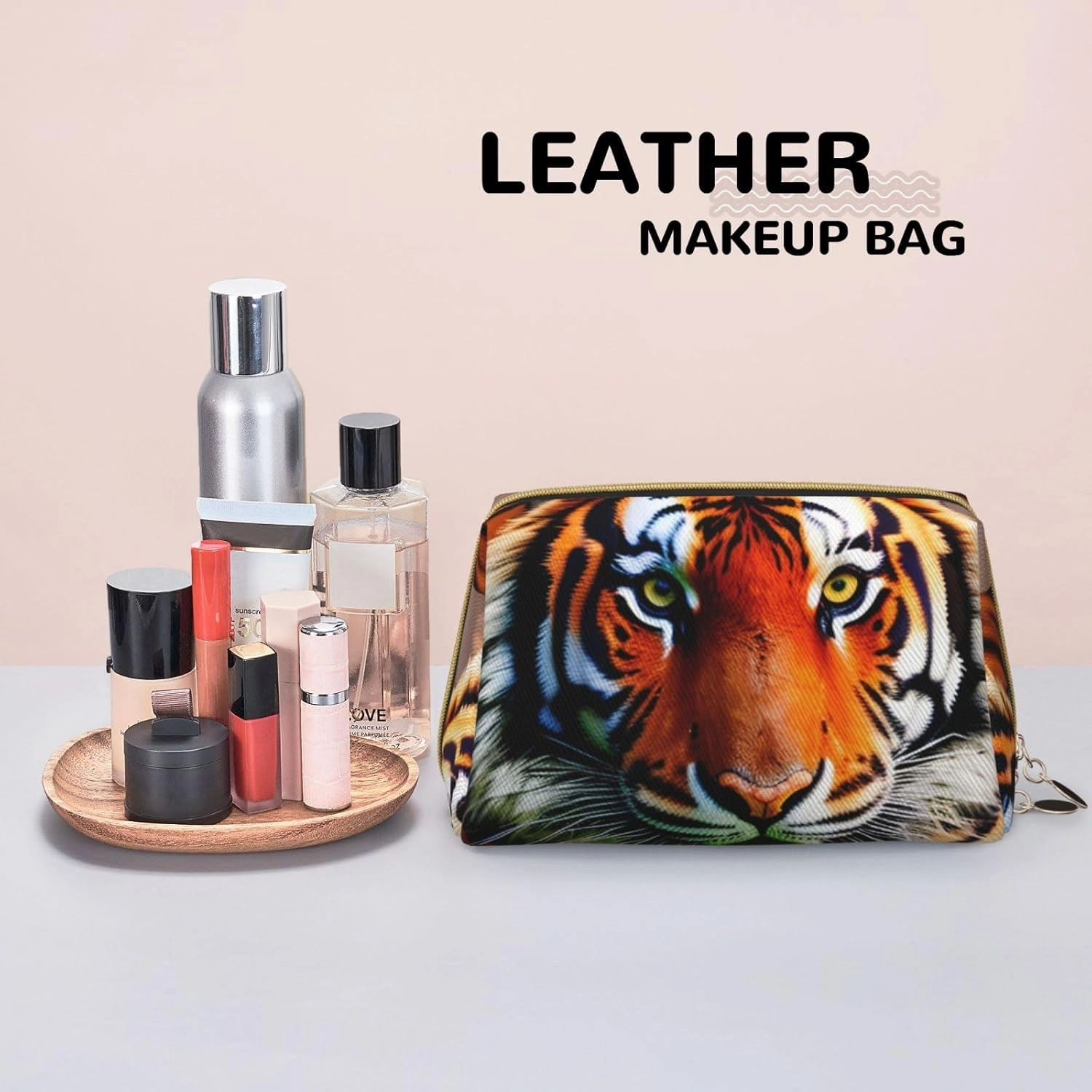 Tiger Stripes Orange Pattern Toiletry Pouch, Travel-Friendly Makeup Organizer For Makeup Brushes, Lipsticks