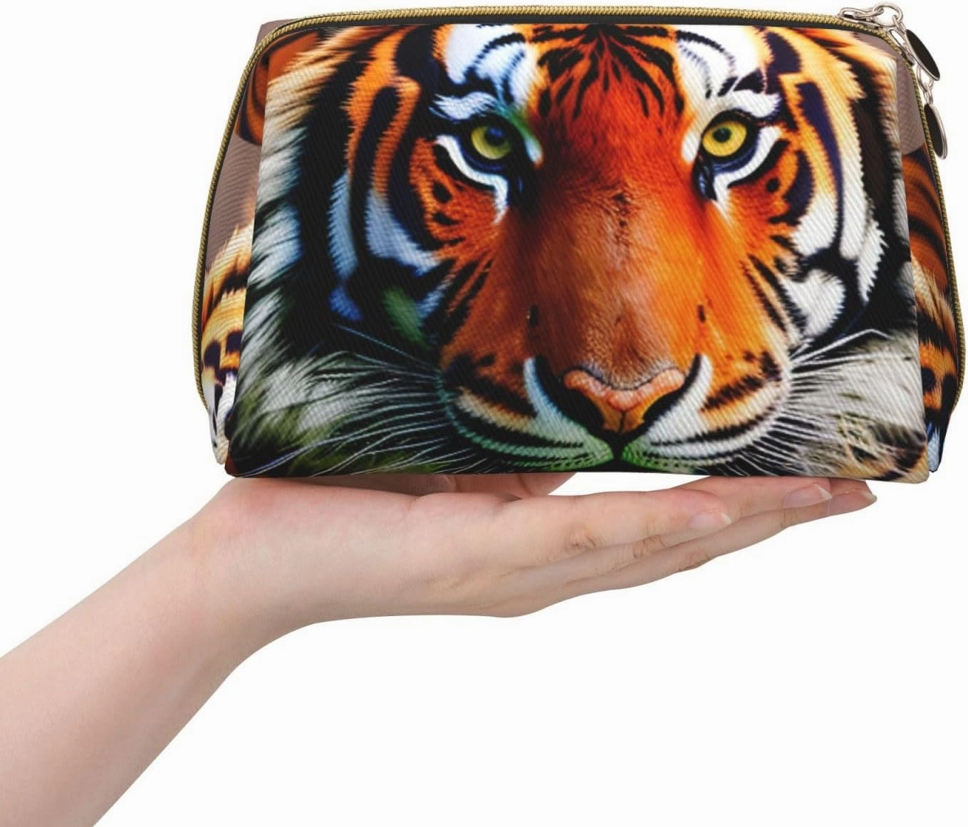 Tiger Stripes Orange Pattern Toiletry Pouch, Travel-Friendly Makeup Organizer For Makeup Brushes, Lipsticks