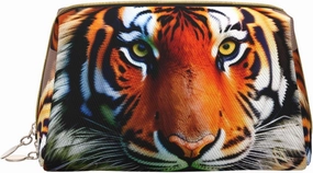 Tiger Stripes Orange Pattern Toiletry Pouch, Travel-Friendly Makeup Organizer For Makeup Brushes, Lipsticks