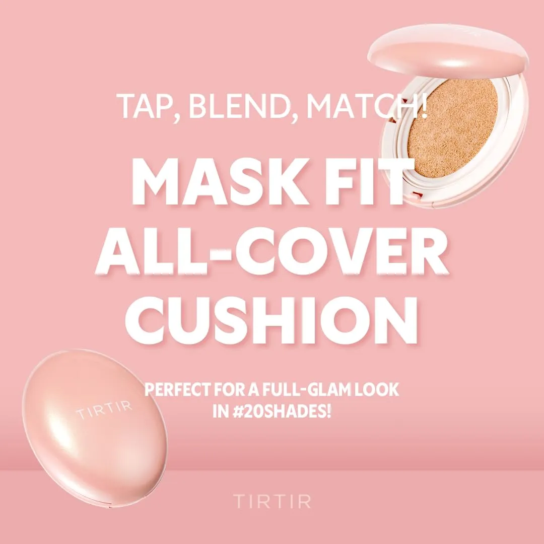 TIRTIR Mask Fit All Cover Pink Cushion Foundation | High coverage, Velvety Matte Finish, Lightweight, Flawless, Corrects Redness, Korean Cushion (#29N Natural Beige, Full Size, 0.63 Fl Oz)