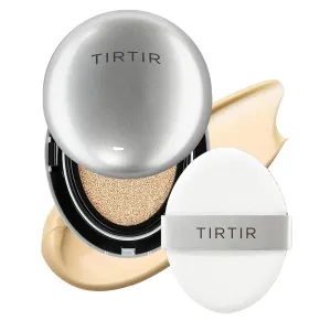 TIRTIR Mask Fit Aura Silver Cushion Foundation | Semi-glow Finish, Natural Coverage, Moisturizing, Lightweight, Korean cushion foundation (#21W Natural Ivory, Full Size, 0.63 Fl Oz)