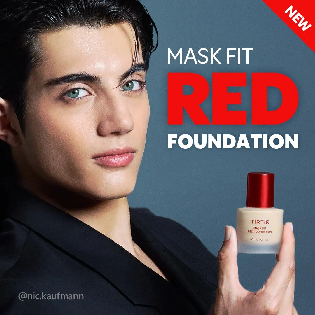 TIRTIR Mask Fit Red FoundationㅣLong Lasting Flawless Coverage, Energy Essence, Lightweight, Hydrating, Pore-Blurring, Breathable Satin Finish, Makeup, Radiant Skin, #30N Rich Honey, 1.01 Fl Oz