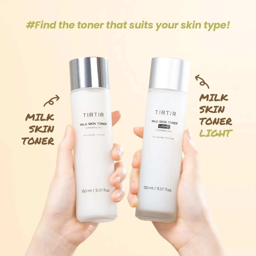 TIRTIR Milk Skin Rice Toner Light | Instant Hydration with 4% Niacinamide, Pantenol, Lightweight, Pore-Tightening, Vegan, Acne-Prone, Oily Skin, Fungal Acne Safe, Korean Skin Care, 5.07 Fl Oz