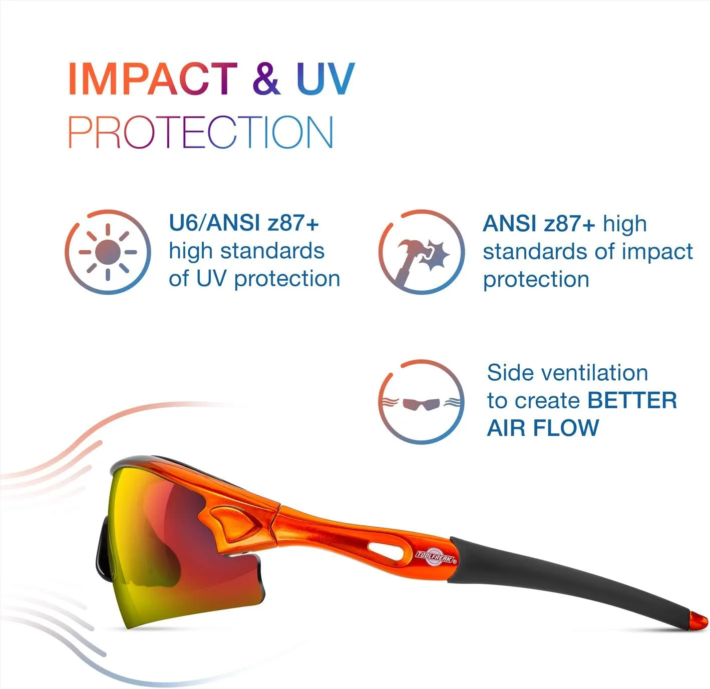 ToolFreak Safety Glasses - UV & Impact Protection ANSI z87.1 Rated (Reevo)