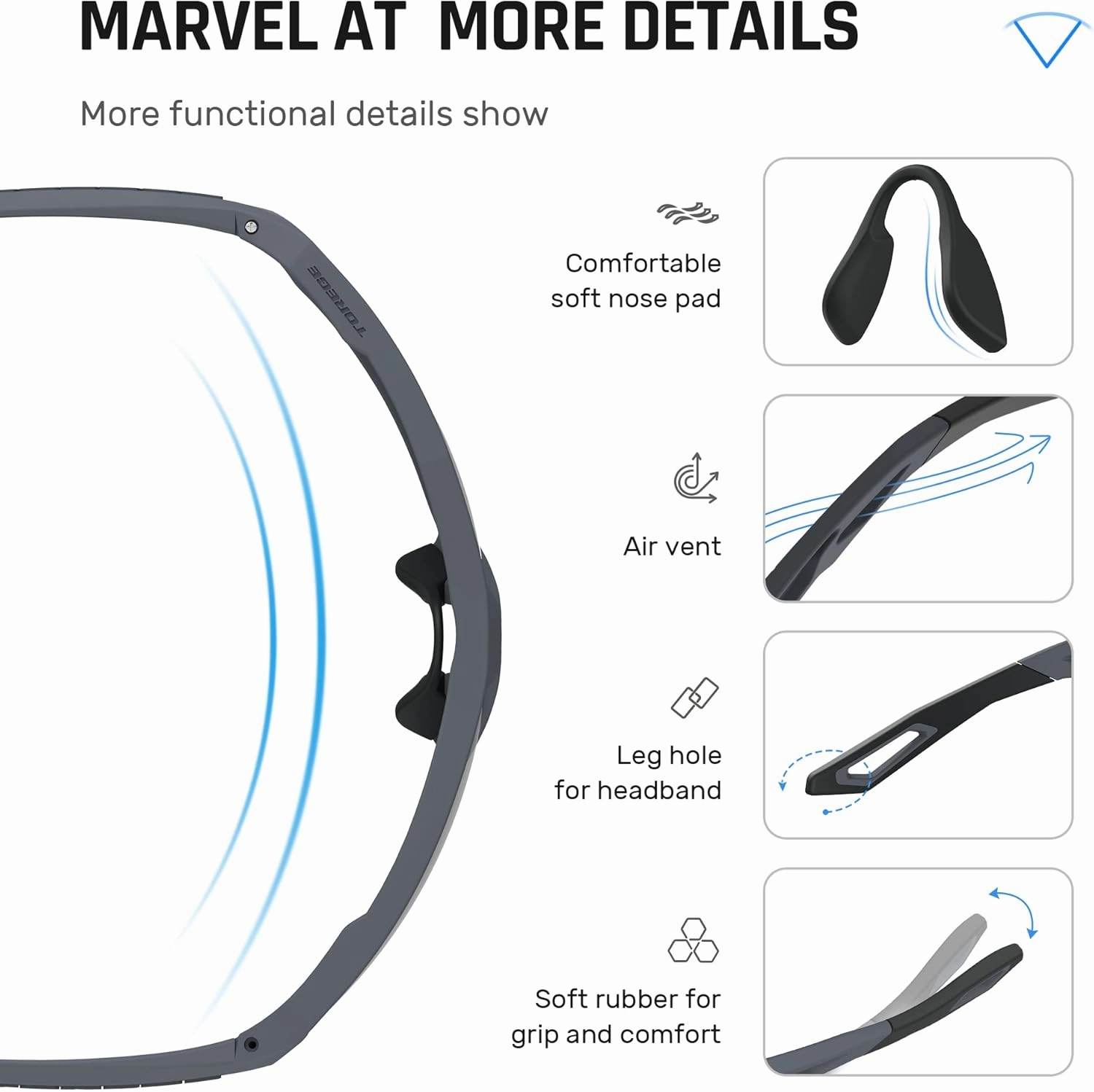 TOREGE Polarized Sports Sunglasses for Men Women Shooting Cycling Running Golf Fishing Sunglasses Durable Lens TR36