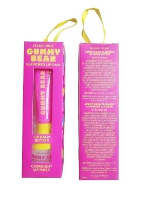 Trader Joe's Gummy Bear Flavored Lip Duo Set, Lip Balm Butter & Overnight Lip Mask, Sweet & Fruity Lip Gloss, Pink