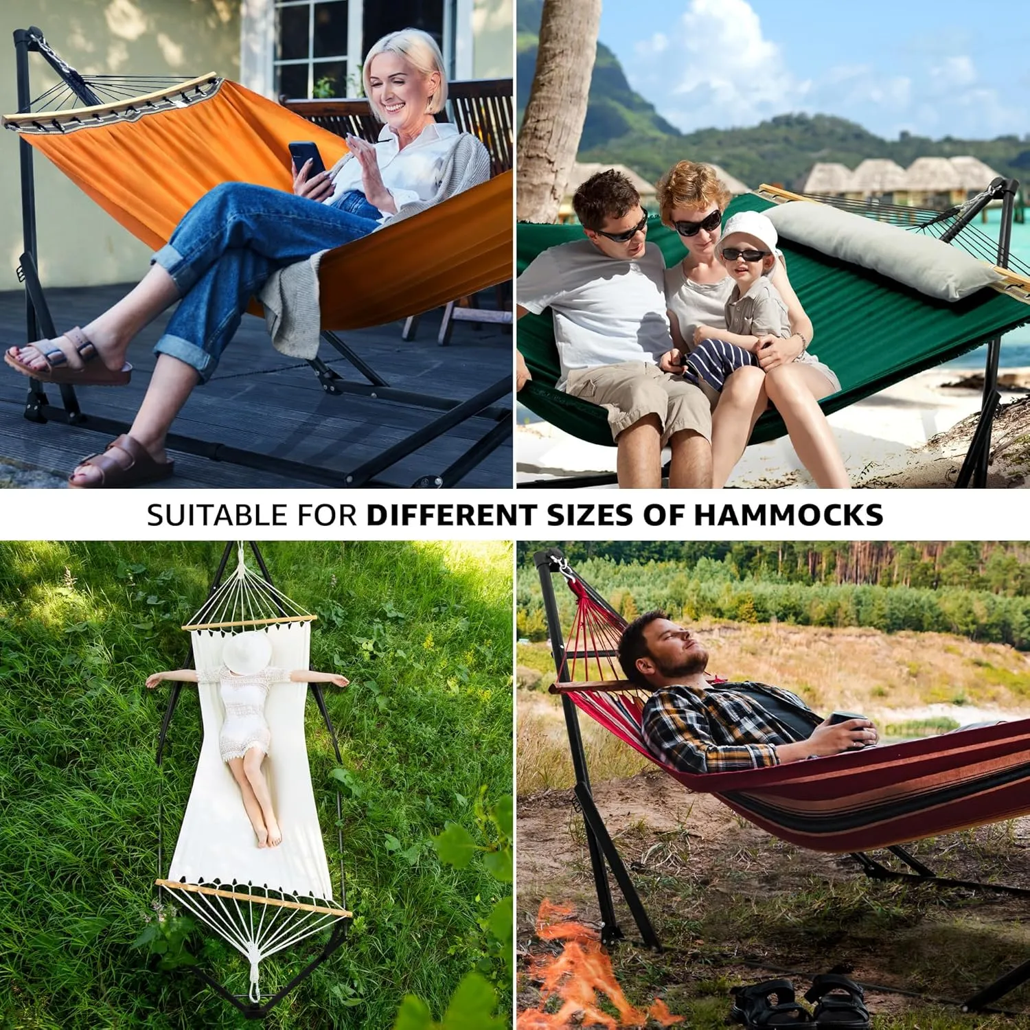 Tranquillo Unity Adjustable Hammock Stand; Premium Quality, 800 lbs Capacity, 30-Second Easy Setup, Durable Steel Frame, Pre-Assembled and Portable for Indoor & Outdoor Use, Emerald Green
