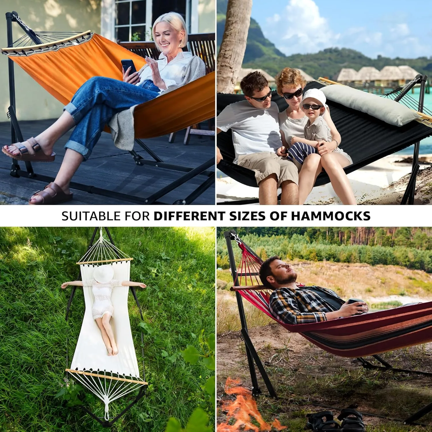 Tranquillo Unity Signature Steel Hammock Stand – 800 lbs Heavy-Duty Frame with Smooth, Noiseless Swing, Pre-Assembled for Quick Setup, Perfect for Indoor & Outdoor Relaxation; Black