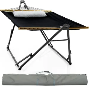 Tranquillo Unity Signature Steel Hammock Stand – 800 lbs Heavy-Duty Frame with Smooth, Noiseless Swing, Pre-Assembled for Quick Setup, Perfect for Indoor & Outdoor Relaxation; Black
