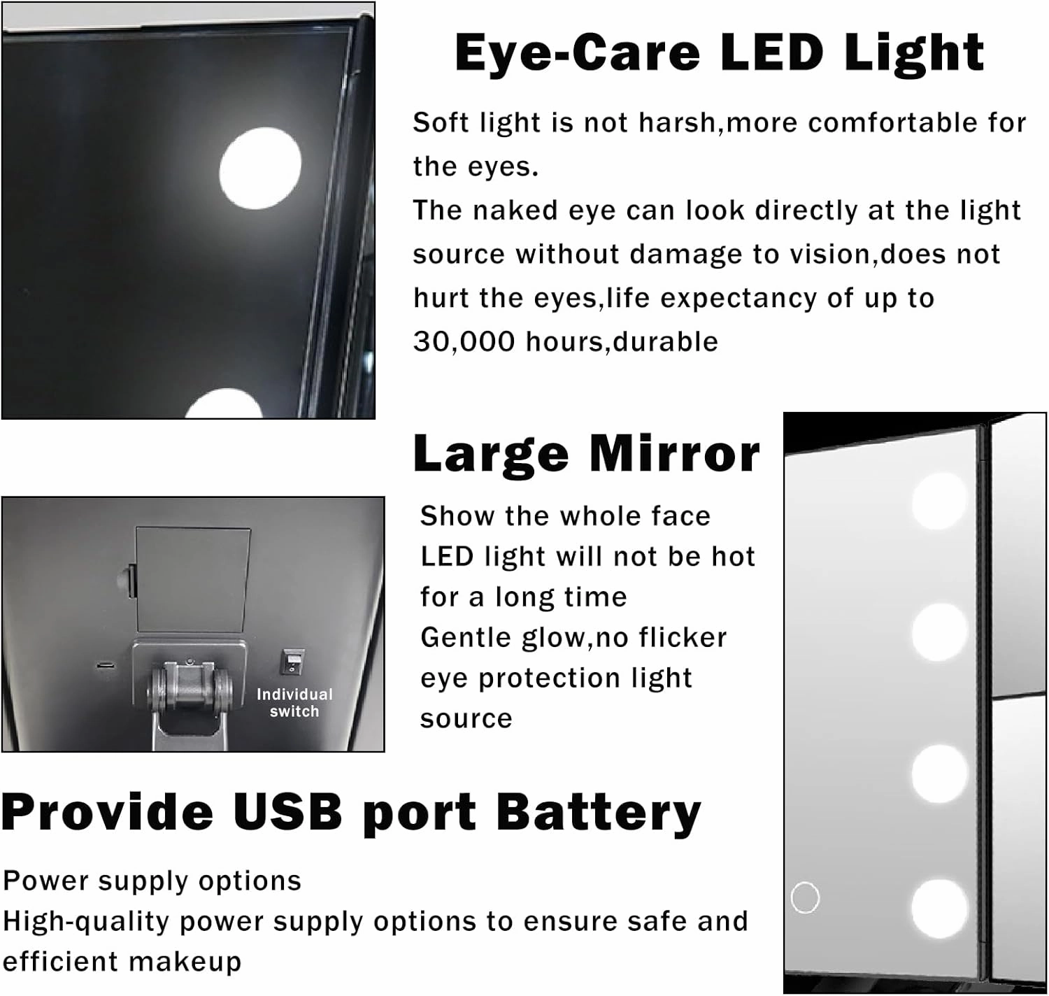Travel Makeup Mirror with 22/8 Led Lights, Tri-fold Lighted Vanity Makeup Mirror with 3x/2x Magnification,LED Portable Lighted Beauty Mirror with Storage case for Vanity (White, 22)