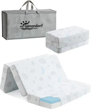 Trifold Pack and Play Mattress 38x26'' Breathable Soft Plush Memory Foam for Baby Toddler Travel Includes Carry Bag Removable Washable Cover Fits Play Pen Playard Pack n Play Mattress Pad