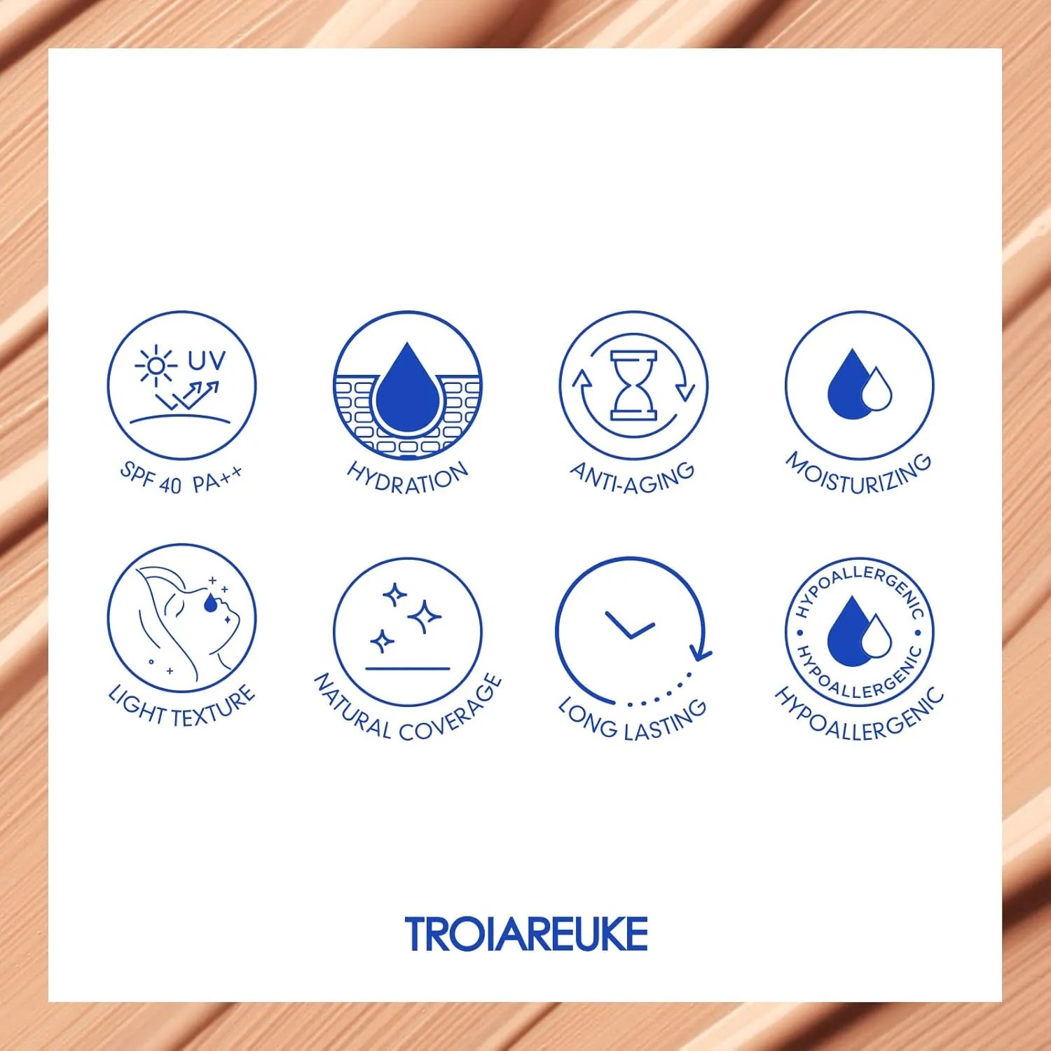 TROIAREUKE Aesthetic BB Cream H  Formula SPF50  PA   , Lightweight Blemish Balm, Tinted Moisturizer with Medium Coverage, Lasting Foundation Makeup Base for Oily Skin | Korean Beauty Makeup