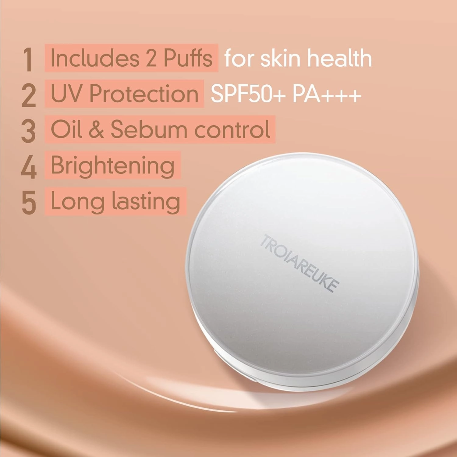 TROIAREUKE A  Cushion Foundation (Shade 21) I Natural Coverage Foundation Makeup, Moisturizing Finish for Sensitive, Oily, Combination Skin, Skin Care Cushion I Korean Aesthetic Makeup