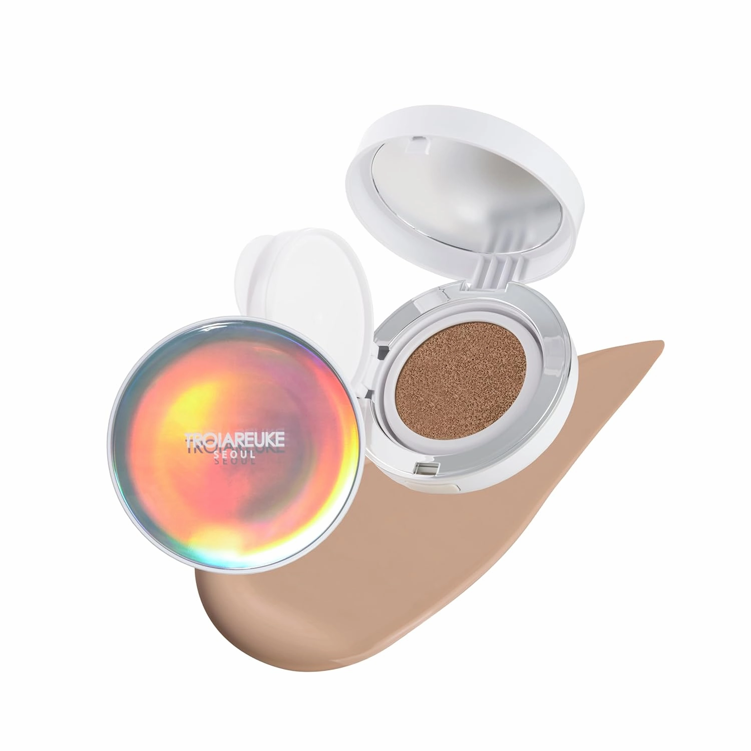 TROIAREUKE Seoul "Bridal" Cushion Foundation(#22, Yellow Beige), Korean Cushion Foundation, K-Beauty, Hydrating, Long-lasting, Lightweight, Natural Finish, Anti-Aging, Moisture, Whitening, SPF 50 