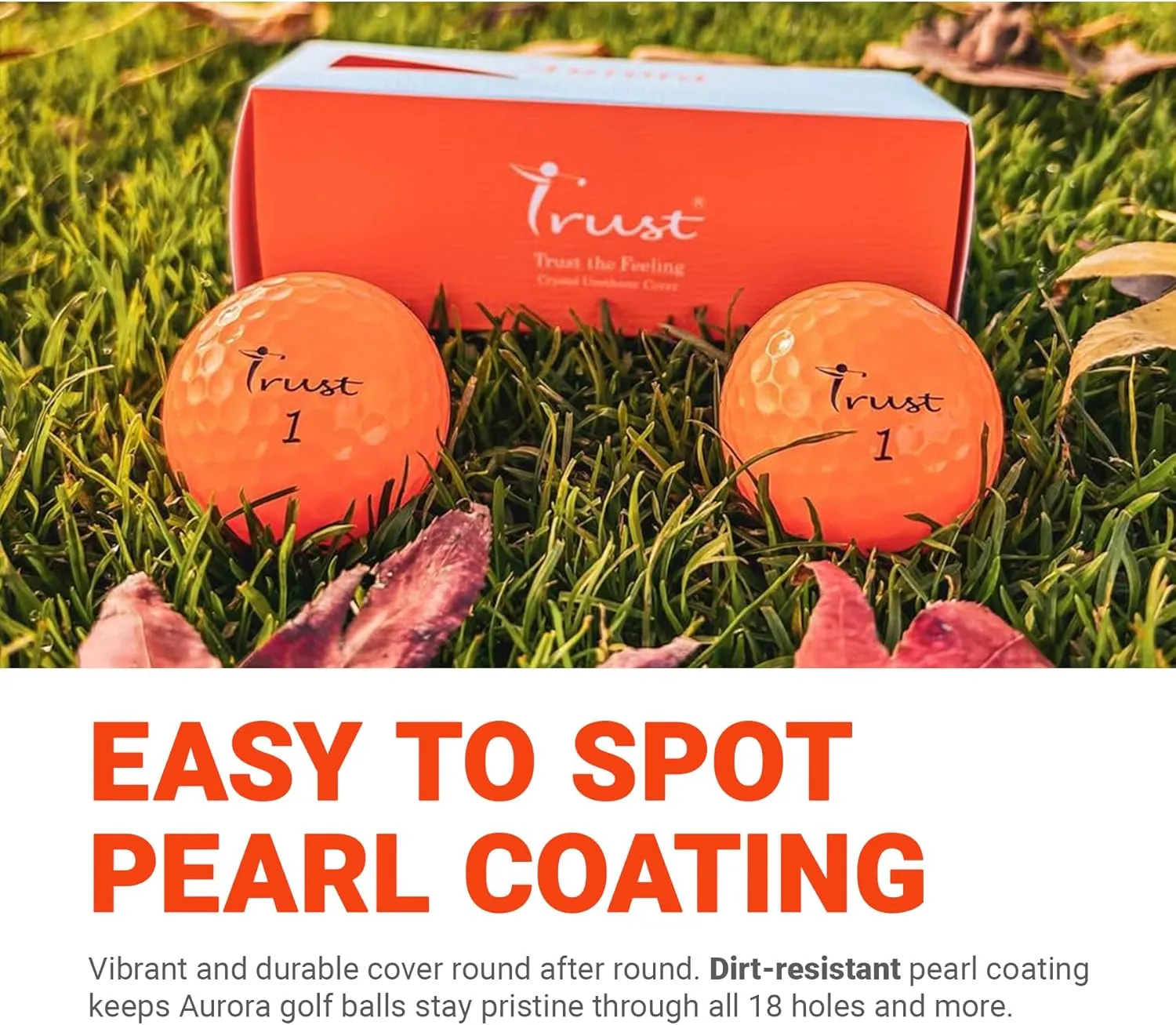 Trust Golf Balls - Aurora & Rosa Crystal Urethane Series | Eye-Catching & Easy to Spot | Maximum Distance, Soft Feel, Straight Flight, & Greenside Control | Blue, Orange, Pink, Yellow | 12 or 48 Balls