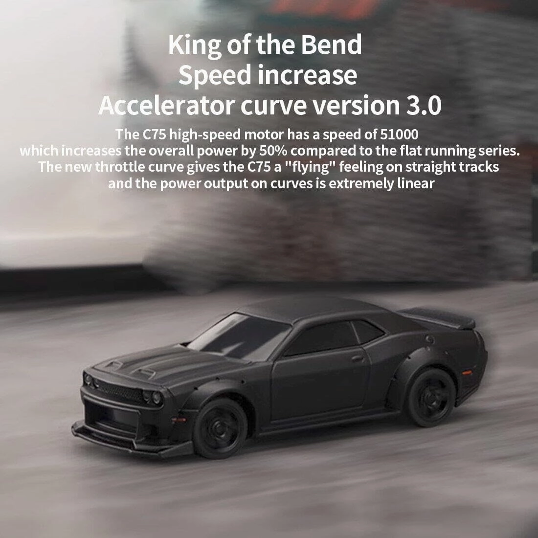 Turbo Drift RC Racing Car, C75 1/76 2.4G RC 3CH Electric Rear-Drive 4WD High Speed Sport Car Remote Control All Terrain Racing Car Toy Gifts for Beginner Adults - RTR Version