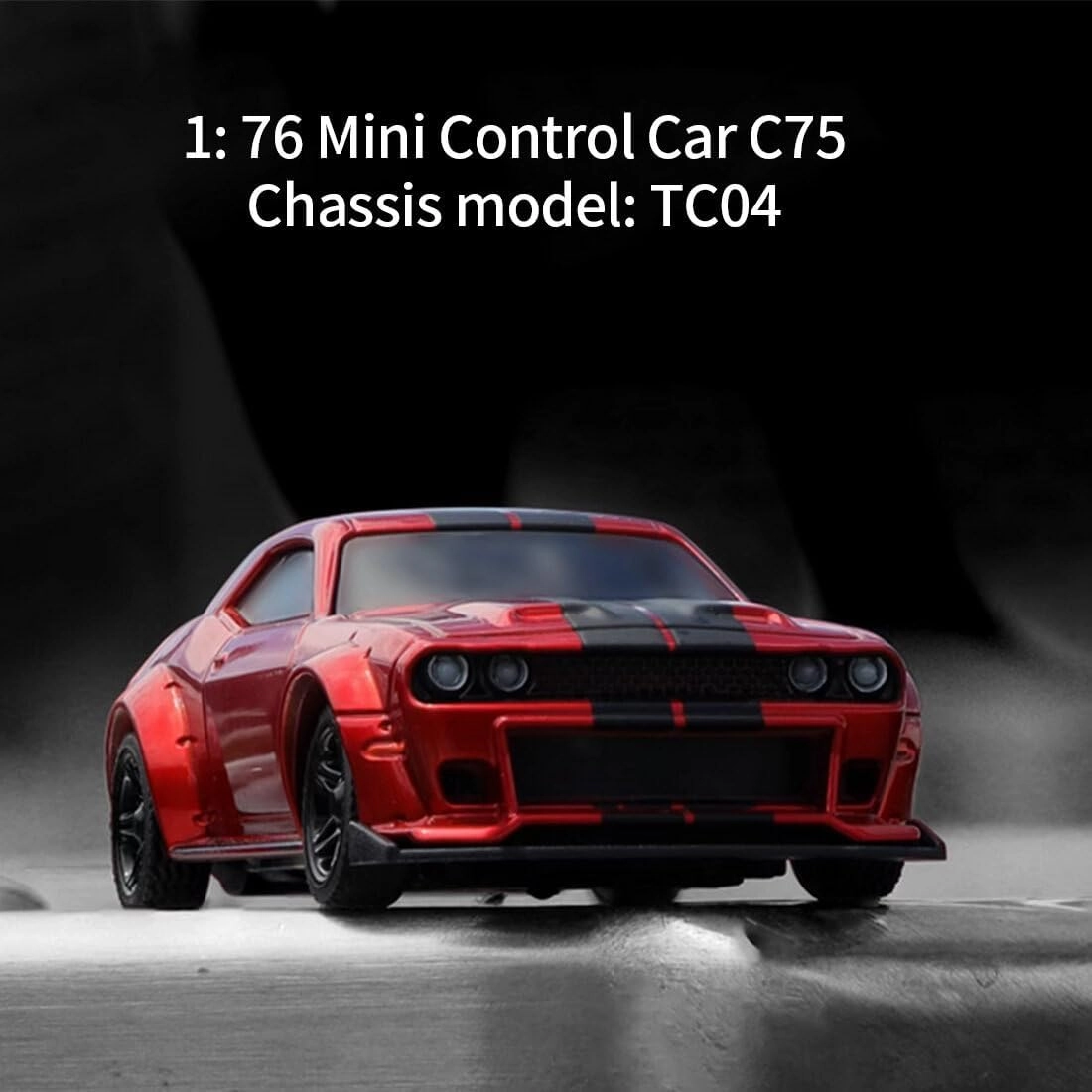 Turbo Racing C75 High-Speed RC Electric Rear-Drive Racing Car Model, 1/76 2.4G 4CH Electric Racing Car Model with Wireless Remote Control, for Boys (RTR Version/Red)