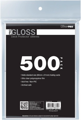 Ultra PRO - 500ct White PRO-Gloss Standard Card Sleeve Deck Protector, Protect & Store Collectible Cards, Sports Cards, MTG, D&D Cards, Sized to Fit Standard Size Cards, High Clarity Gloss Finish