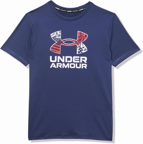 Under Armour Boys' Short Sleeve Rashguard, Salt-Resistant Swim Shirt, Built-in UPF 40  Sun Protection
