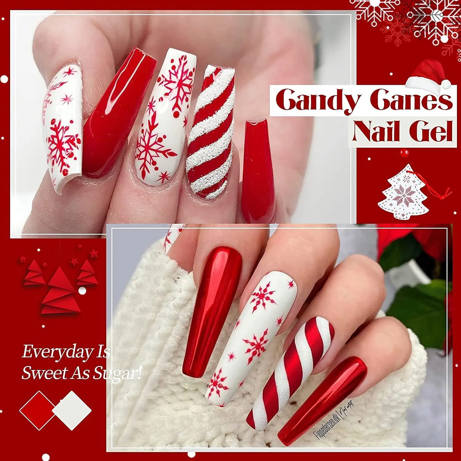 UR SUGAR Christmas Gel Nail Polish Set, 6 Colors Red Green Silver Gold Glitter Gel Nail Polish Kit Fall Winter Gel Polish Set Soak Off Nail Gel Polish Christmas Day Gifts for Women Girls