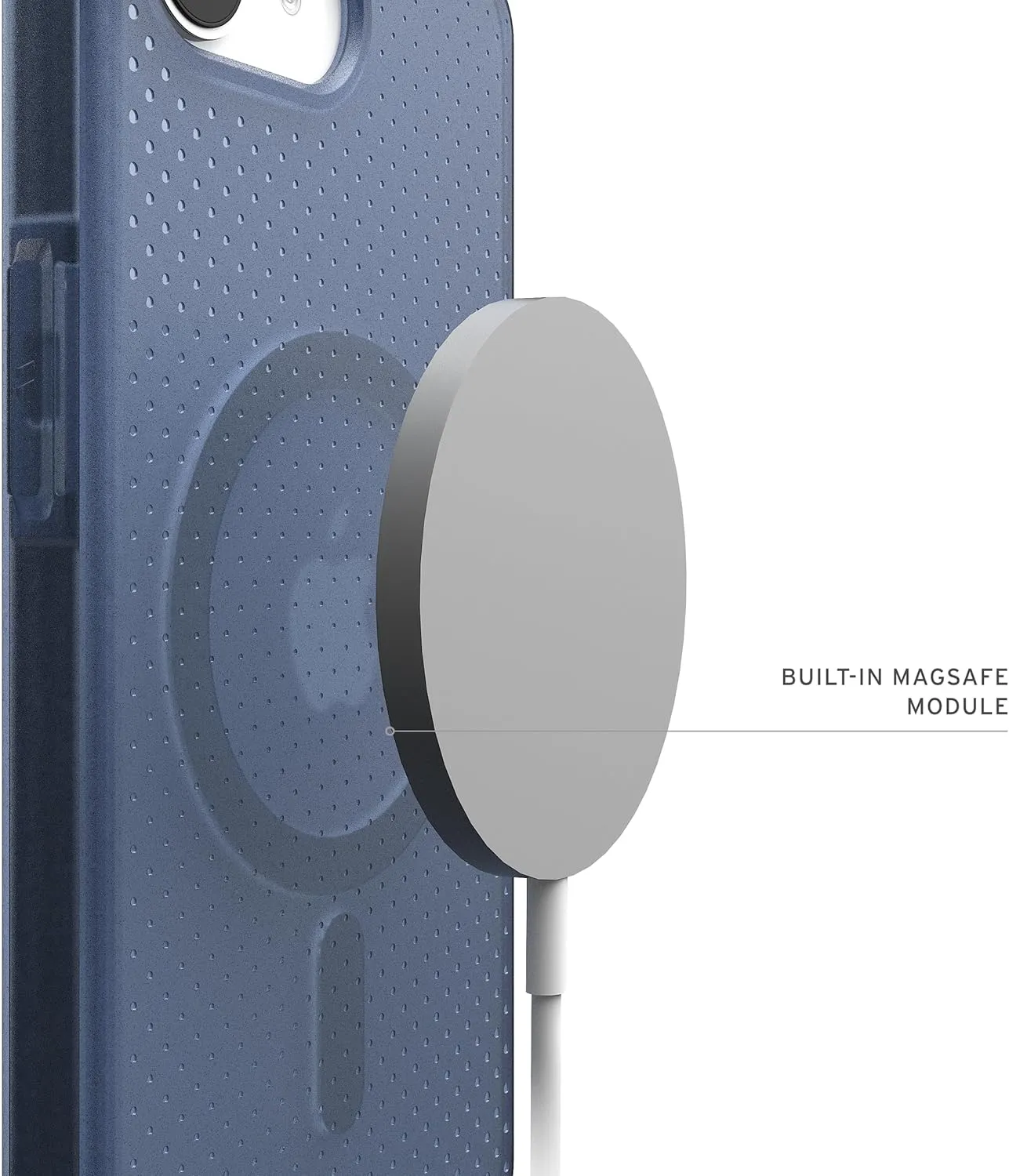 URBAN ARMOR GEAR UAG Designed for iPhone 16e Case Dot - Compatible with MagSafe Rugged Lightweight Textured Clear Military Grade Drop Proof Protective Cover, Cloud Blue